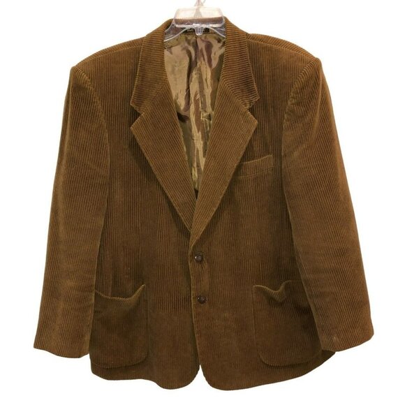 VTG Personal Choice Mens 48 Brown Corduroy 2 Button Pockets Sport Jacket Coat - Picture 1 of 14
